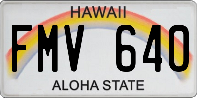 HI license plate FMV640