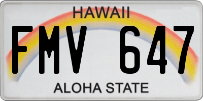 HI license plate FMV647
