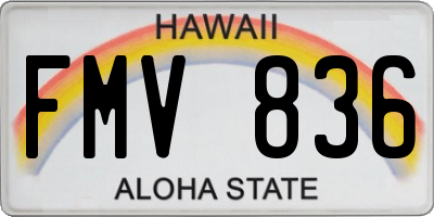 HI license plate FMV836