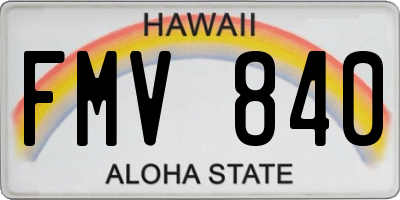 HI license plate FMV840