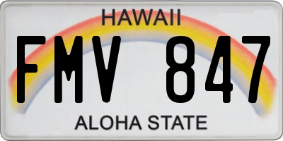 HI license plate FMV847