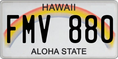HI license plate FMV880
