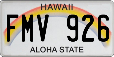 HI license plate FMV926
