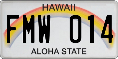 HI license plate FMW014