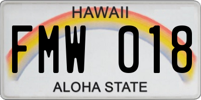 HI license plate FMW018