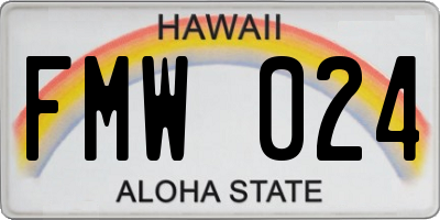 HI license plate FMW024