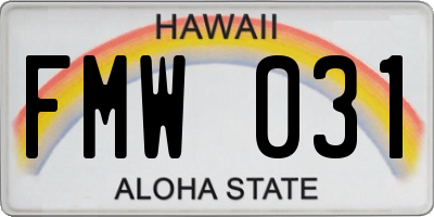 HI license plate FMW031