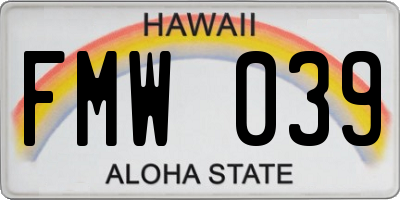 HI license plate FMW039