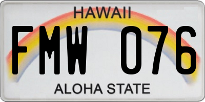 HI license plate FMW076