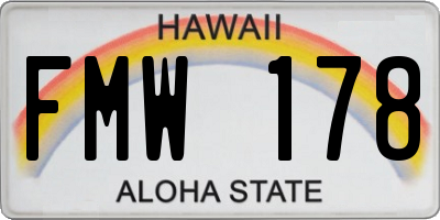 HI license plate FMW178