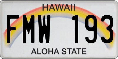 HI license plate FMW193