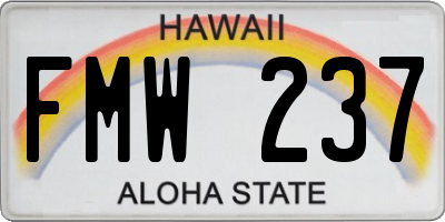 HI license plate FMW237