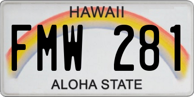 HI license plate FMW281