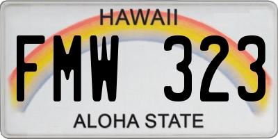 HI license plate FMW323