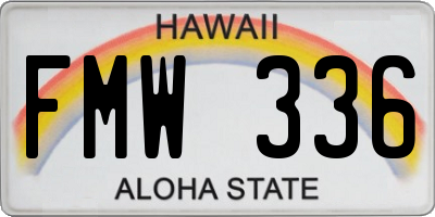 HI license plate FMW336
