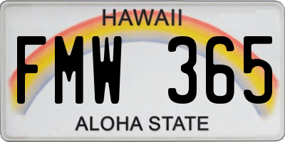 HI license plate FMW365