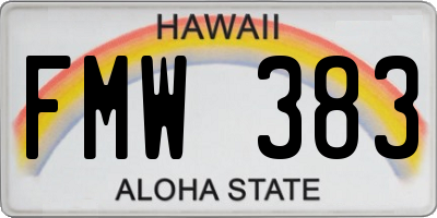 HI license plate FMW383