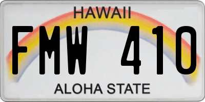 HI license plate FMW410