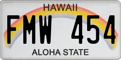 HI license plate FMW454