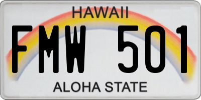 HI license plate FMW501