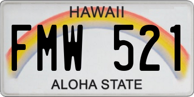 HI license plate FMW521