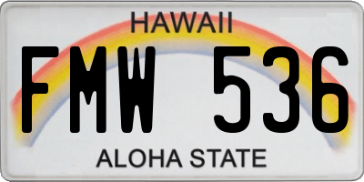 HI license plate FMW536