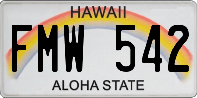 HI license plate FMW542