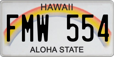 HI license plate FMW554