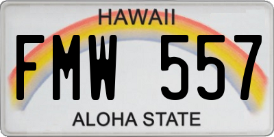 HI license plate FMW557
