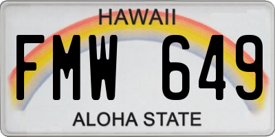 HI license plate FMW649