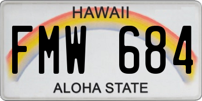 HI license plate FMW684