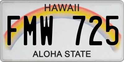 HI license plate FMW725