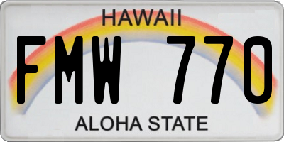 HI license plate FMW770