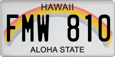 HI license plate FMW810
