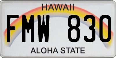 HI license plate FMW830