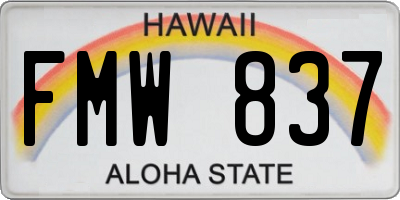 HI license plate FMW837