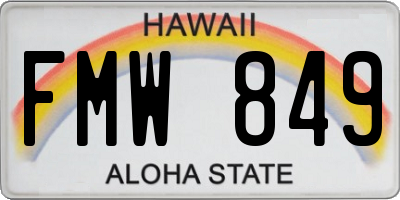 HI license plate FMW849