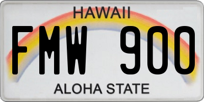 HI license plate FMW900