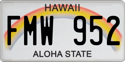 HI license plate FMW952