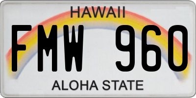 HI license plate FMW960
