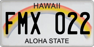 HI license plate FMX022