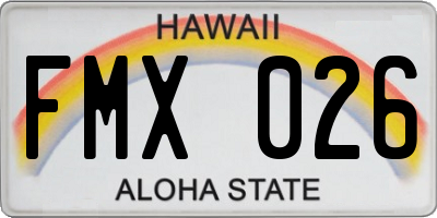 HI license plate FMX026