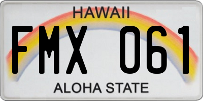 HI license plate FMX061