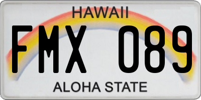 HI license plate FMX089