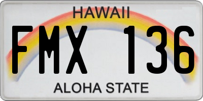 HI license plate FMX136