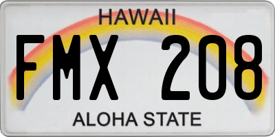 HI license plate FMX208