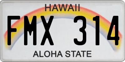 HI license plate FMX314