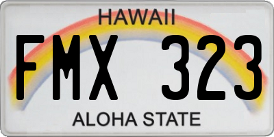 HI license plate FMX323