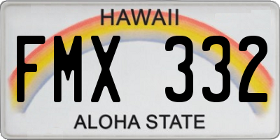 HI license plate FMX332