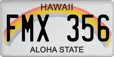 HI license plate FMX356